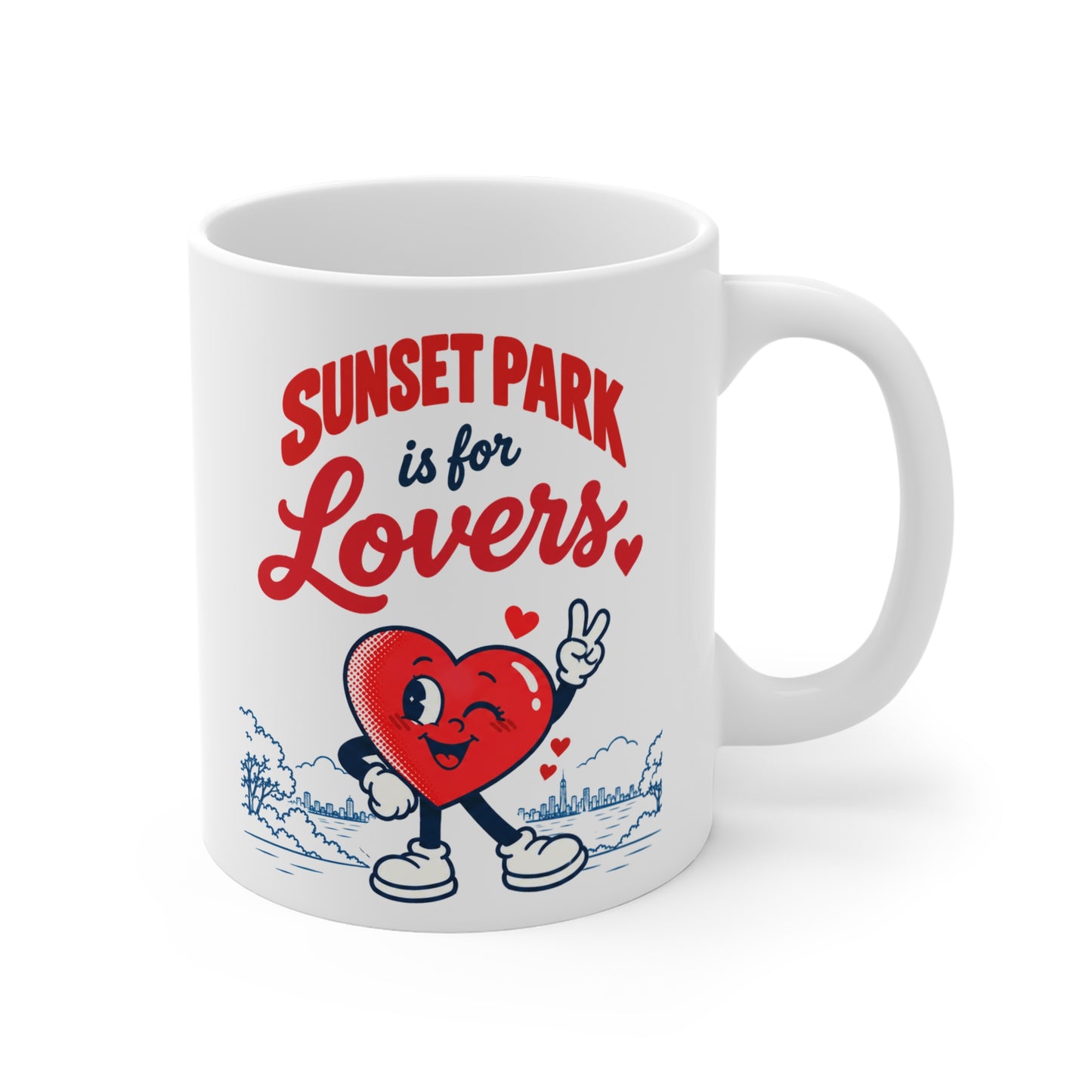 Sunset Park Is for Lovers Heart Mug – Retro Valentine Coffee Cup