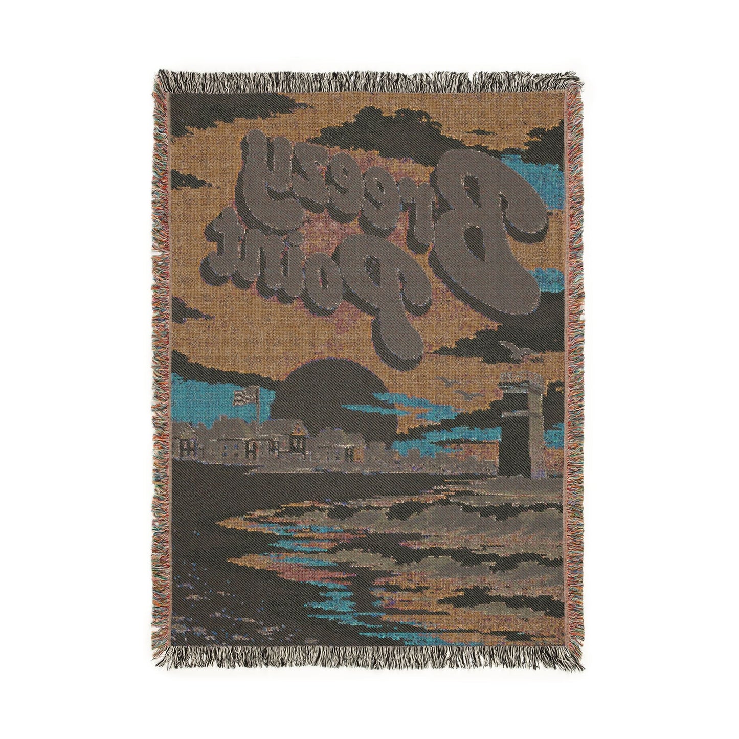 Breezy Point Woven Blanket – Retro Coastal Sunset Throw