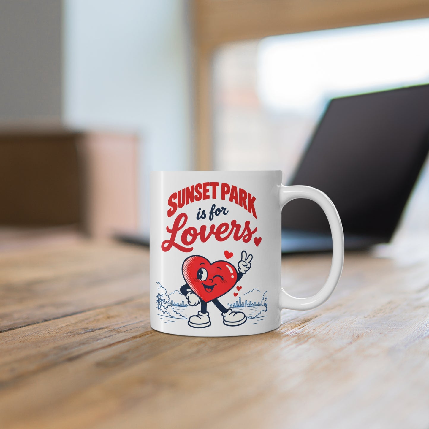 Sunset Park Is for Lovers Heart Mug – Retro Valentine Coffee Cup