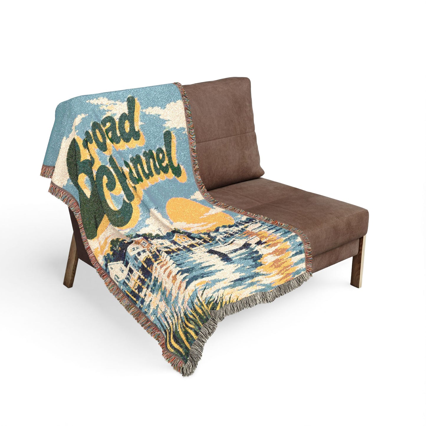 Broad Channel Woven Blanket – Coastal Vintage Harbor Throw