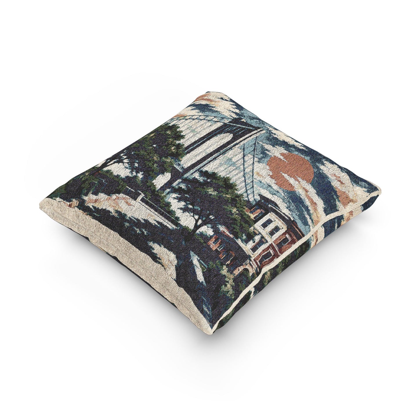 Bay Ridge, Brooklyn Woven Pillow — Verazzano Bridge Tapestry Decorative Throw Pillow