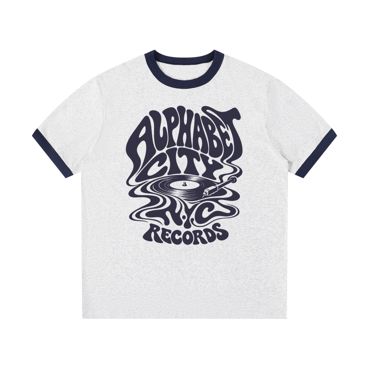 New York Alphabet City Records Unisex Ringer T-Shirt- Village Thrift Shop Collection