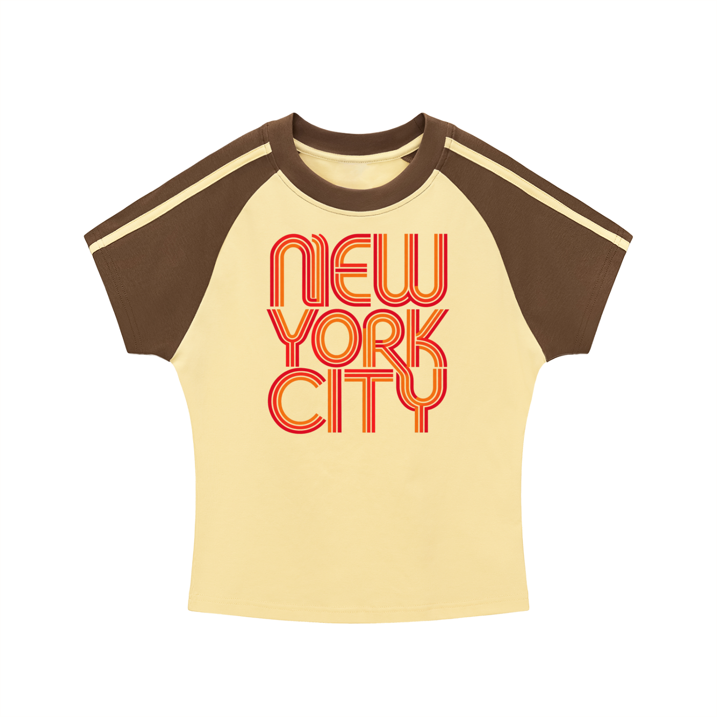 New York Groove Contrast Stripes Raglan  Sleeve T-Shirt