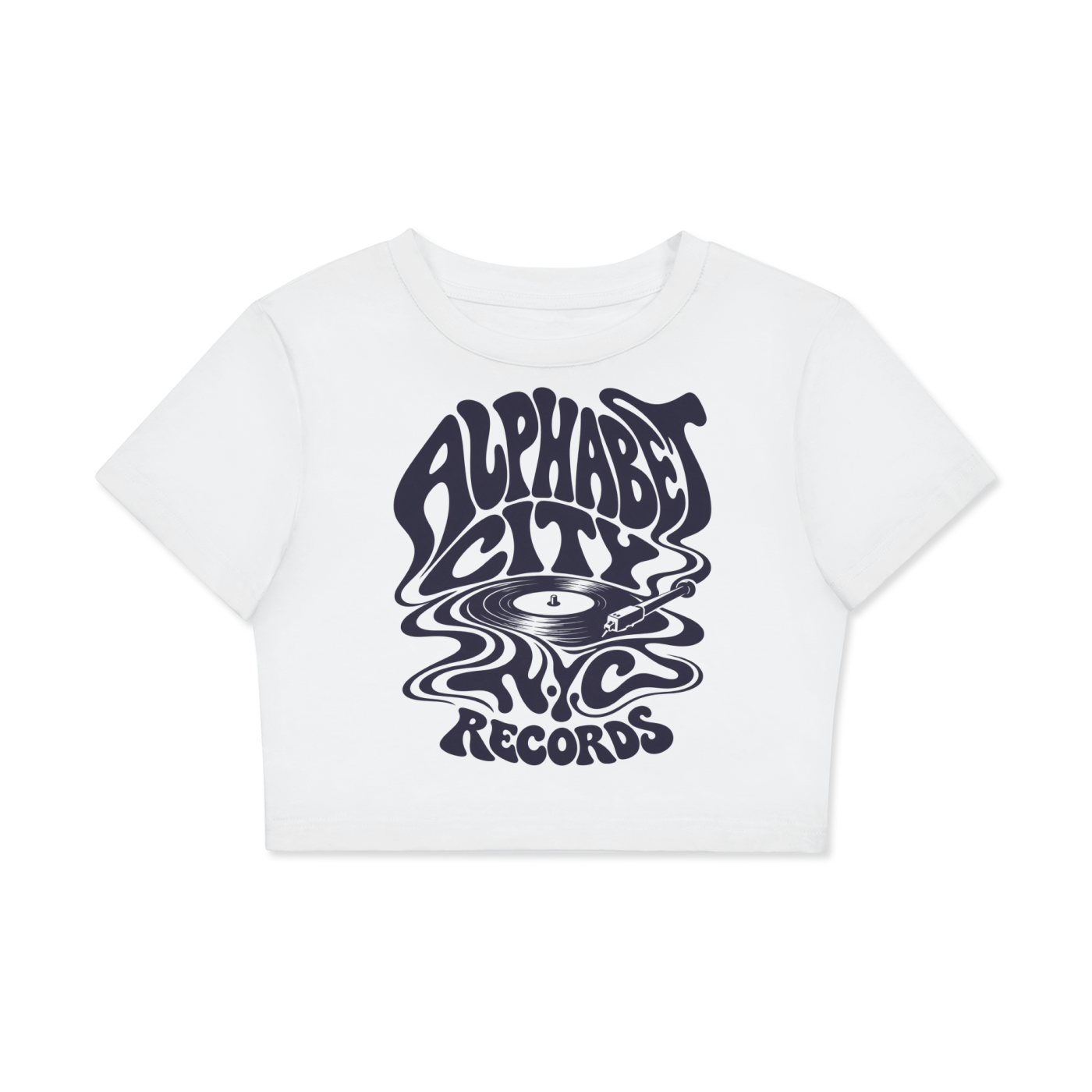 New York Alphabet City Fitted Crop Cotton T-Shirt- Village Thrift Shop Collection