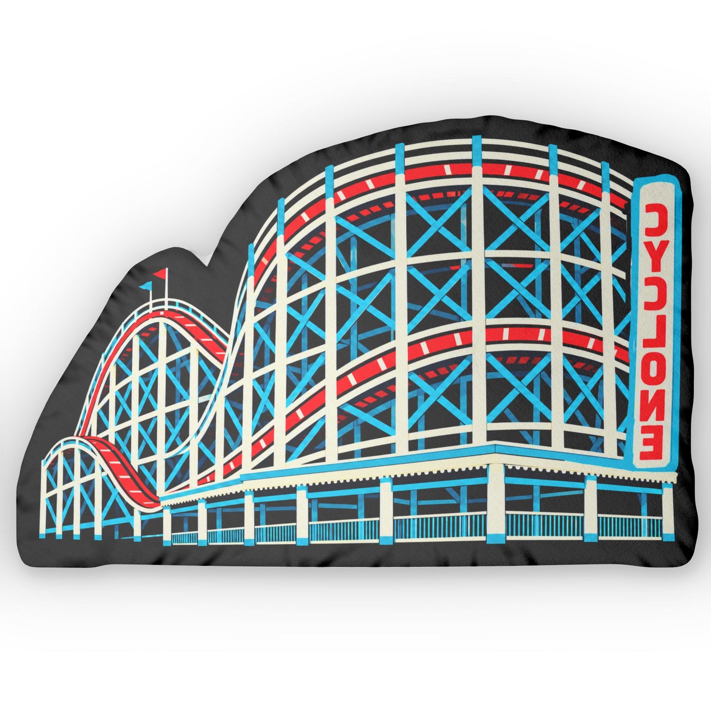 Cyclone Roller Coaster Shaped Pillow — Vintage Amusement Park Keepsake