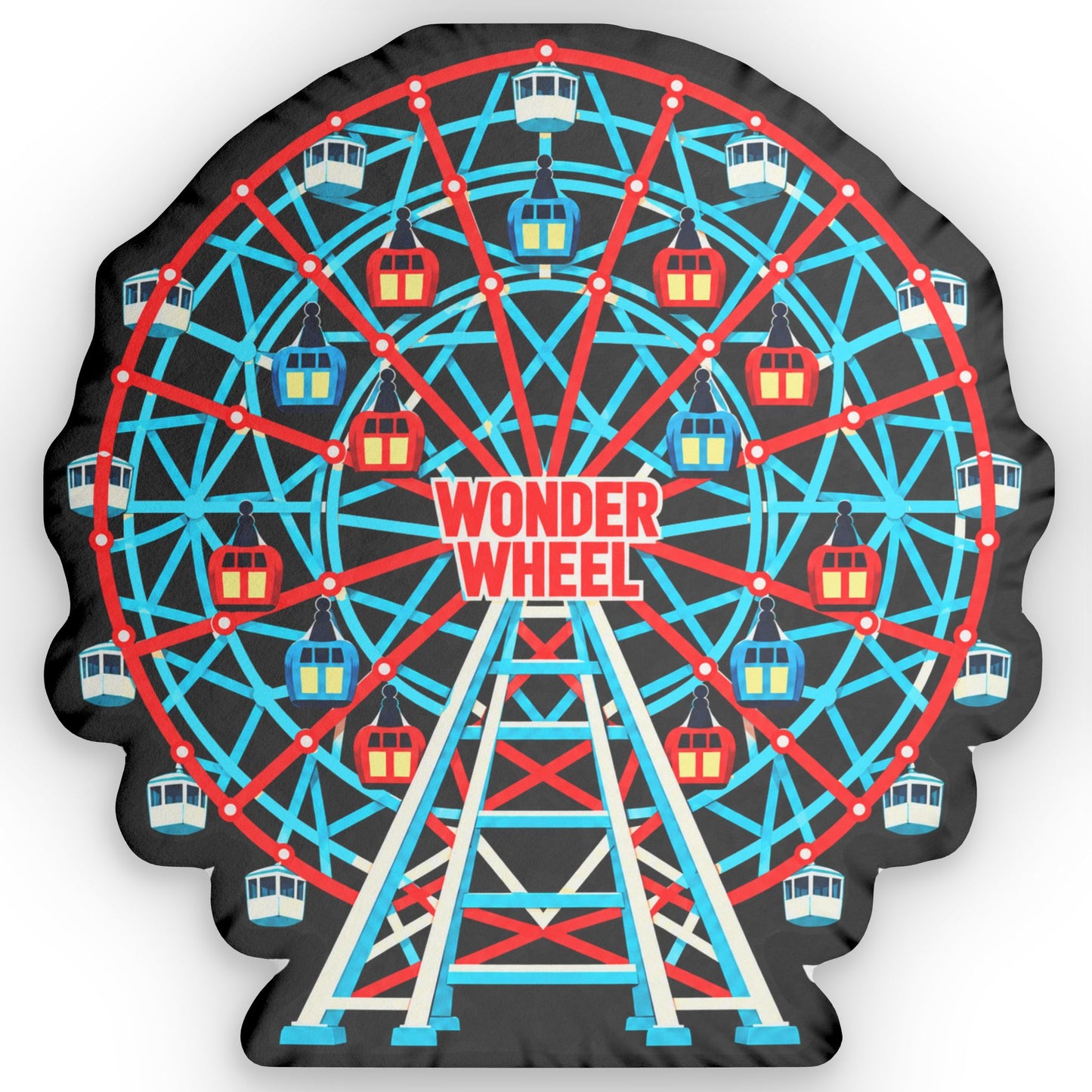 Coney Island Shaped Pillow — Amusement Park Ferris Wheel Cushion