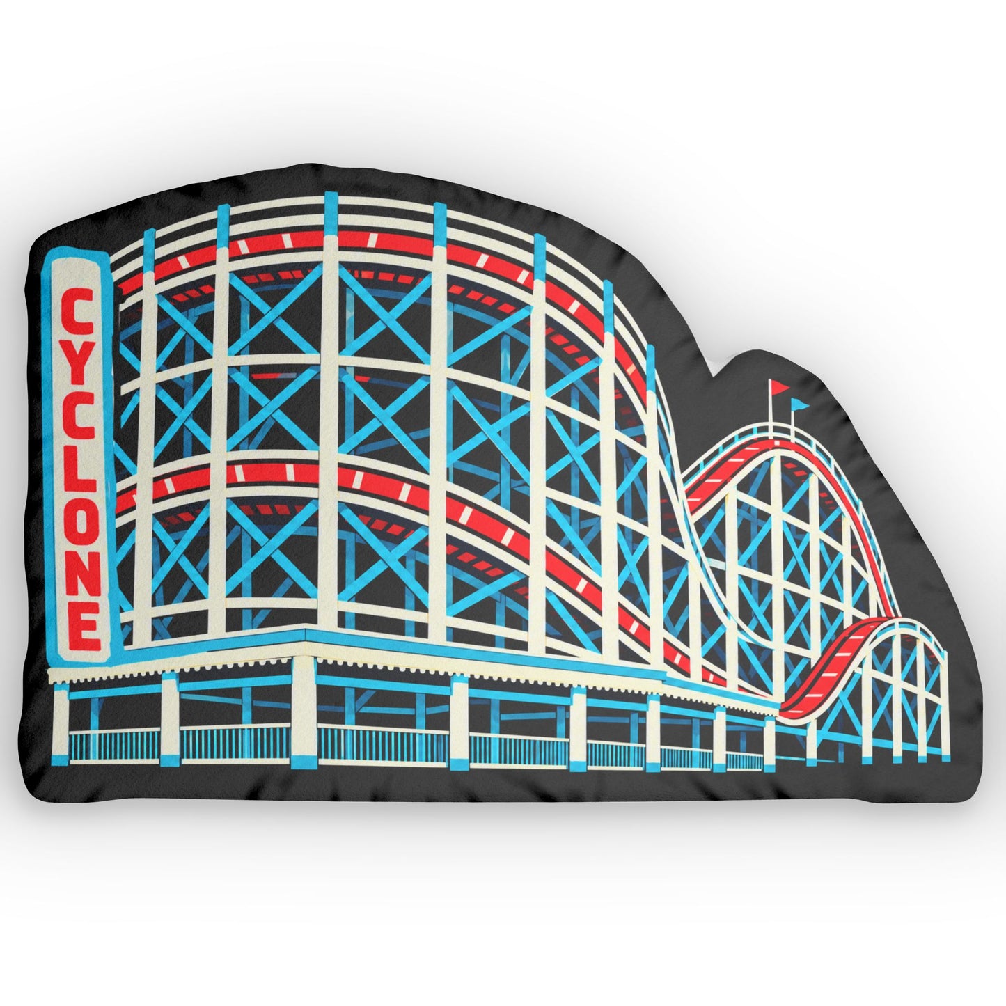 Cyclone Roller Coaster Shaped Pillow — Vintage Amusement Park Keepsake
