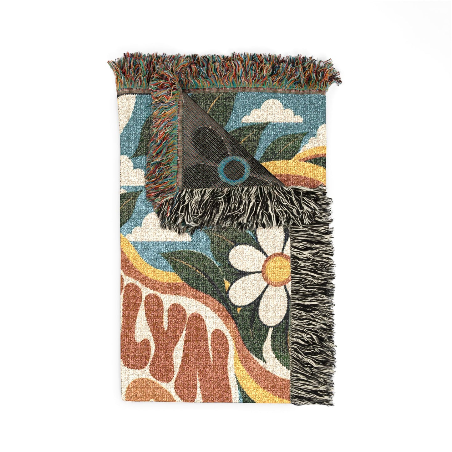 Brooklyn Girls Have More Fun Woven Throw Blanket — Retro Floral Vintage Vibe