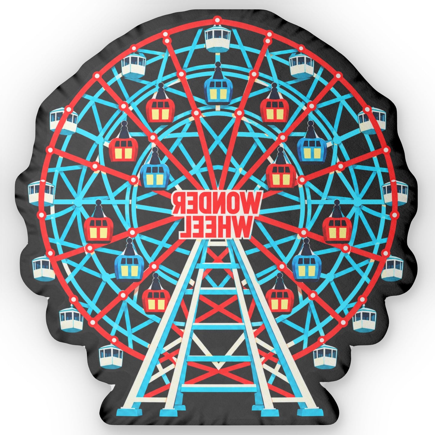 Coney Island Shaped Pillow — Amusement Park Ferris Wheel Cushion