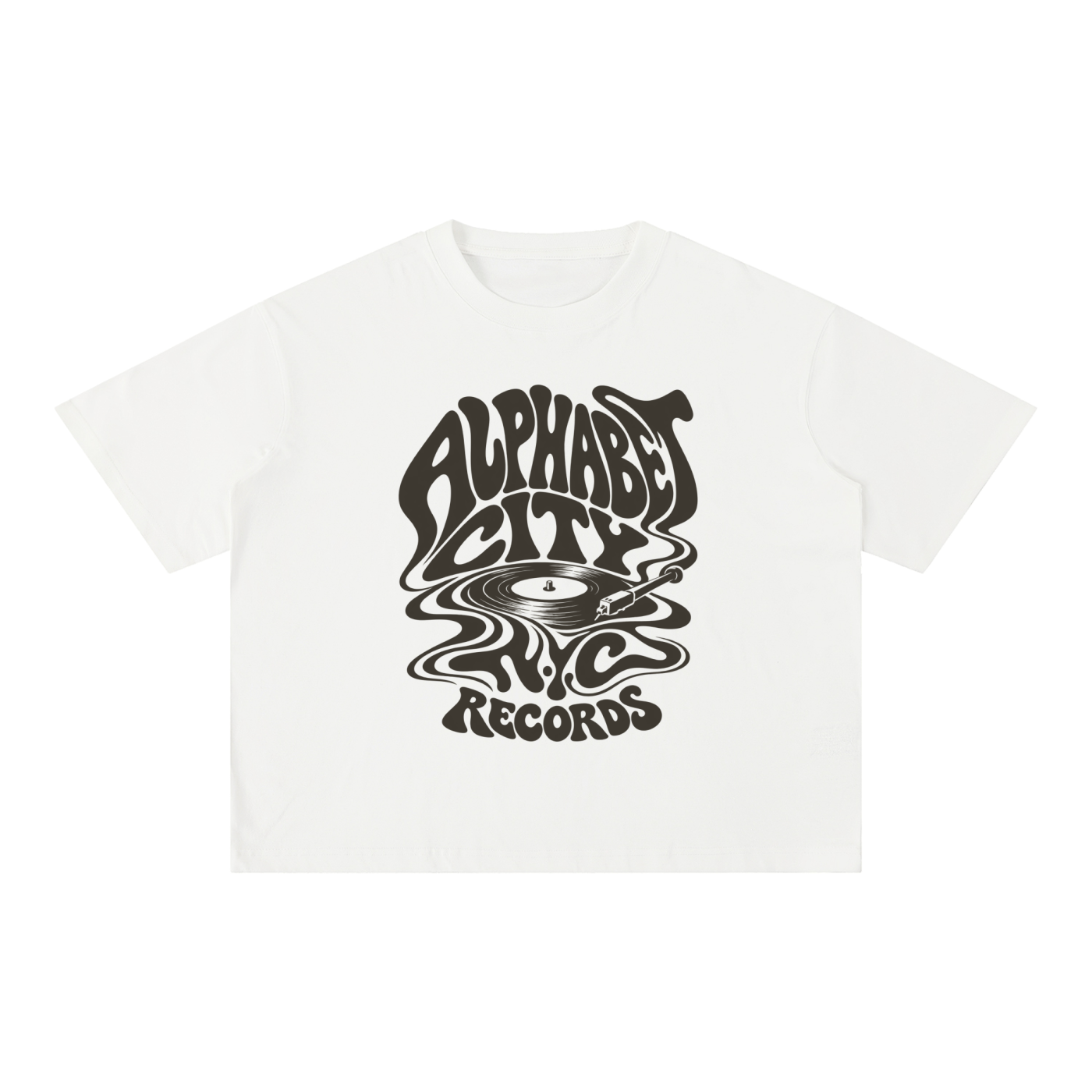 Alphabet City Records Mineral Wash Boxy Cotton T-Shirt- Village Thrift Shop Collection