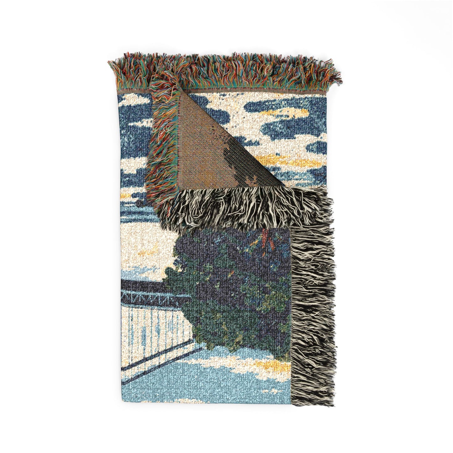 Bay Ridge Bridge Woven Blanket — Vintage Verazzano Bridge Sunset Brooklyn Throw