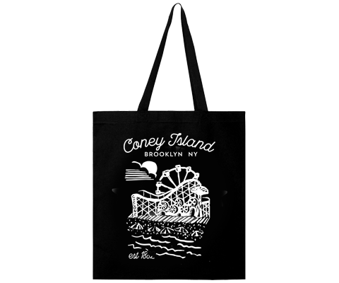 Coney Island White Sketch Tote Bag