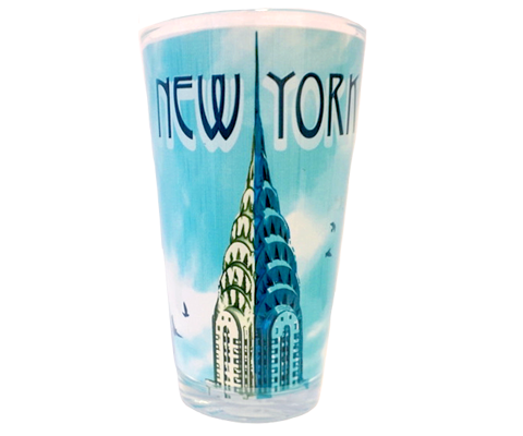 Chrysler Building Blue Sky New York Pint Glass