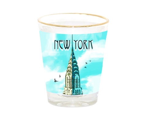 Chrysler Building Blue Sky New York Shot Glass