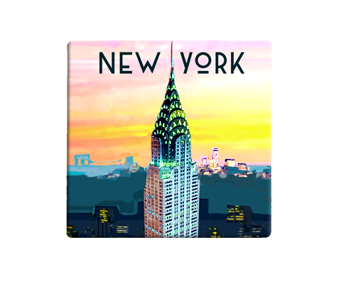 Chrysler Building Cotton Candy Sky New York Coaster