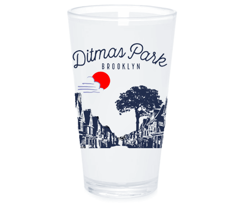 Ditmas Park Brooklyn Sketch Pint Glass