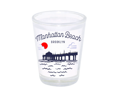 Manhattan Beach Brooklyn Sketch Shot Glass