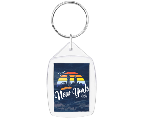 New York Retro Skyline Keychain