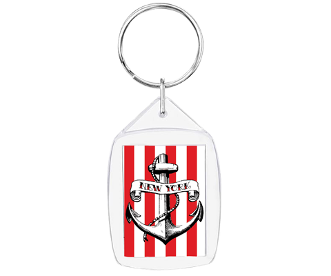 New York Striped Anchor Keychain