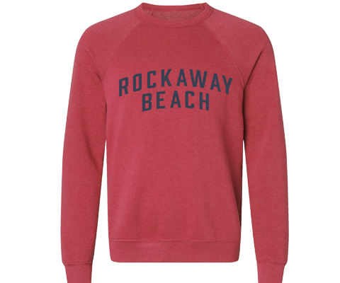 Rockaway Beach Adult Crew Neck Sweatshirt in Heather Red