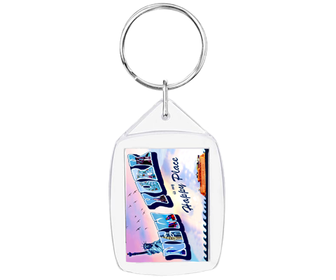 Retro New York is My Happy Place Keychain