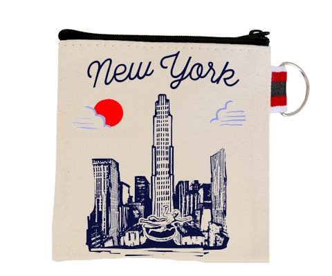 New York Rockefeller Center Manhattan Sketch Coin Purse