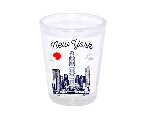 New York Rockefeller Center Manhattan Sketch Shot Glass