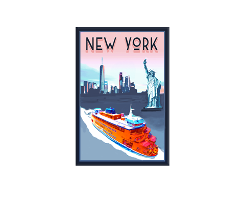 Staten Island Ferry Sunset New York Magnet