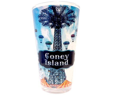 Vintage Parachute Drop Coney Island New York Pint Glass