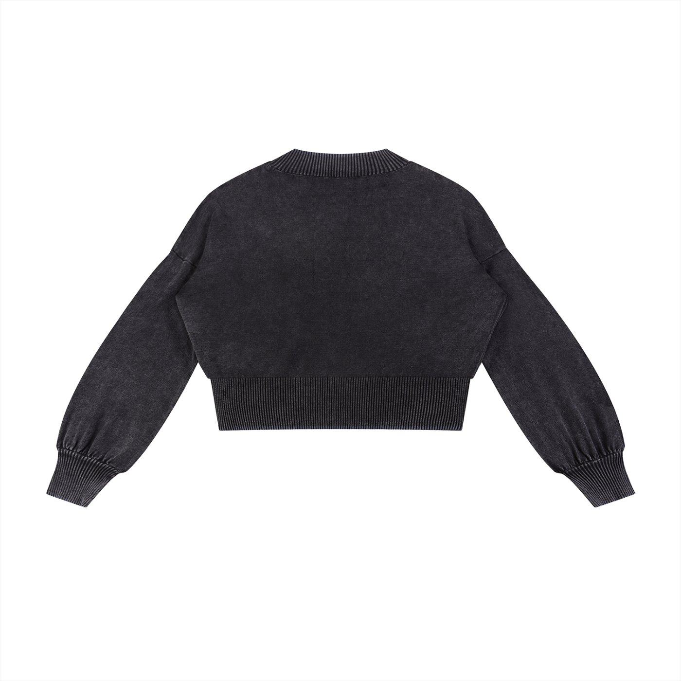 Coney Island Harlequin Mineral Wash Balloon Sleeve Cropped Sweater- Village Thrift Shop Collection