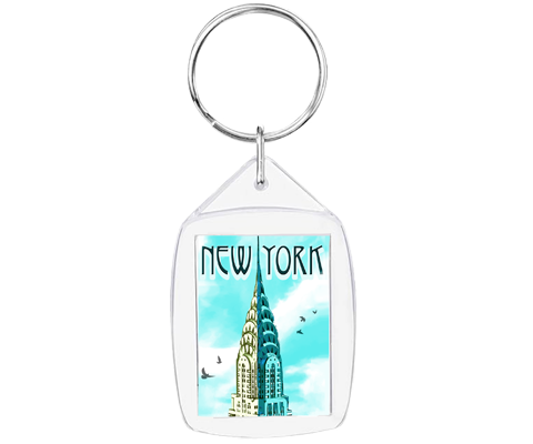 Chrysler Building Blue Sky New York Keychain