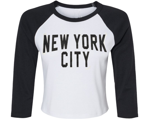 New York Classic Black and White Raglan Crop