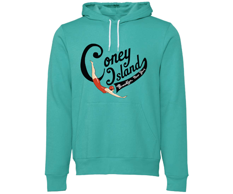 Coney Island Swimmer Hoodie- Aqua
