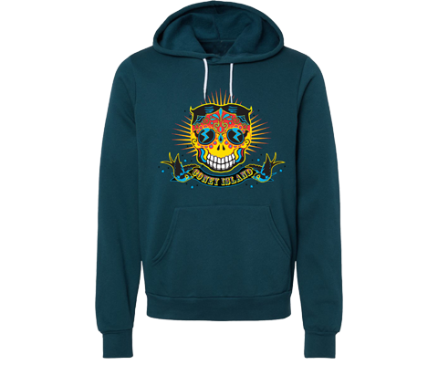 Coney Island Calavera Hoodie- Arctic Blue