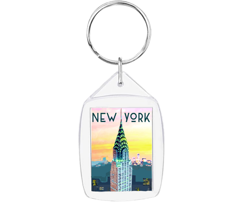 Chrysler Building Cotton Candy Sky New York Keychain