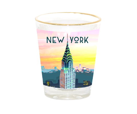 Chrysler Building Cotton Candy Sky New York Shot Glass