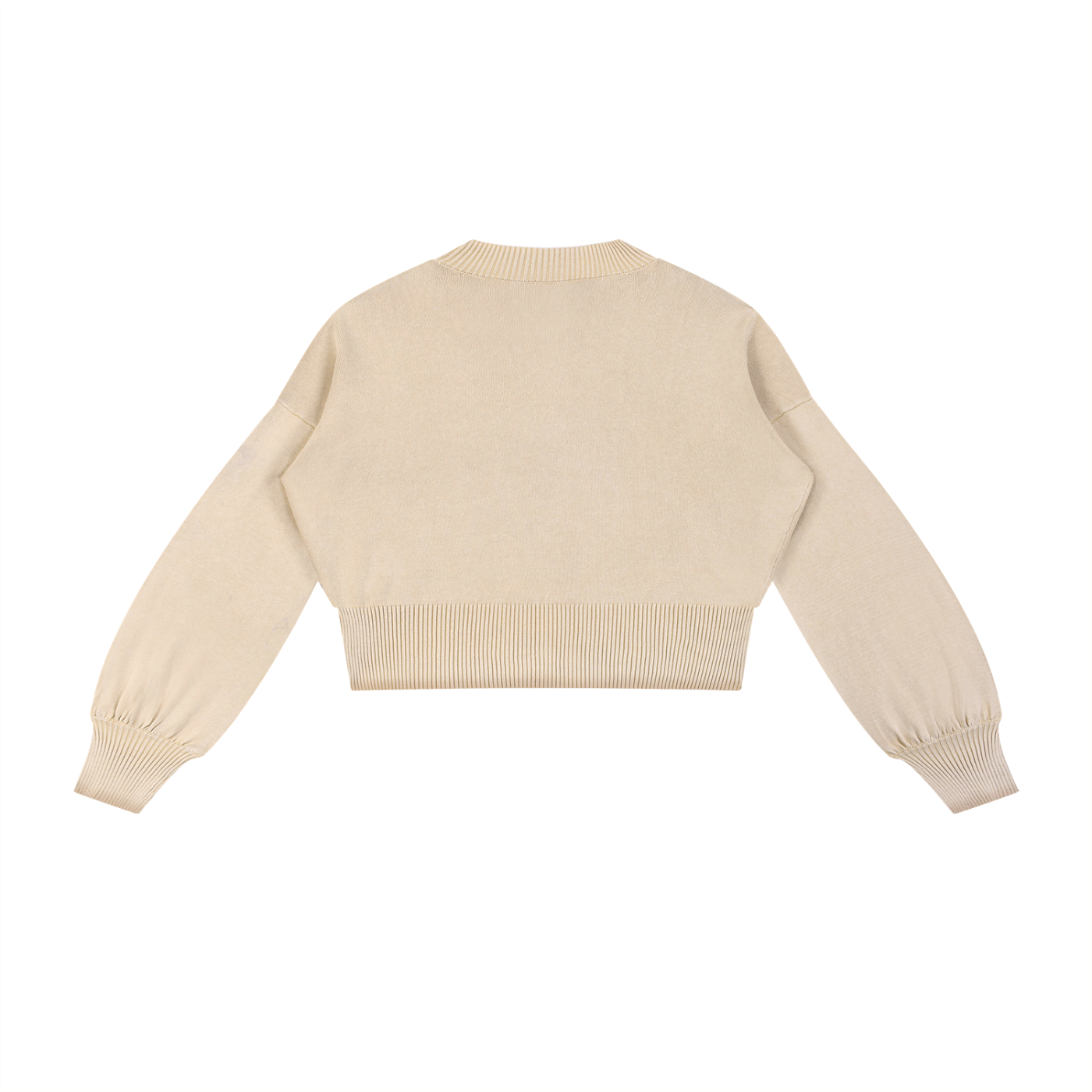 Lola Star Coney Island Mineral Wash Balloon Sleeve Cropped Sweater- Village Thrift Shop Collection