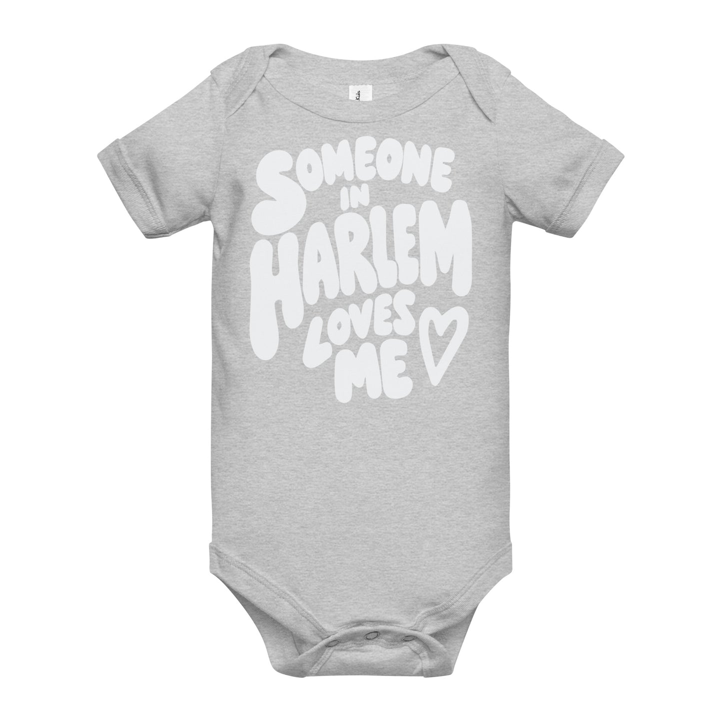 Someone in Harlem Loves Me baby bodysuit with original Harlem artwork by NYC artist Lola Star