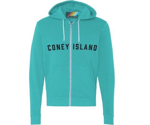 Coney Island Aqua Zip Up Sweatshirt