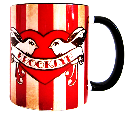 Tattoo-inspired illustration of lovebirds symbolizing romance and connection in Brooklyn. Hand-drawn vintage-style artwork by a Brooklyn artist.