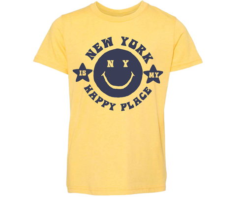 New York Is My Happy Place Happy Kids Tee in Yellow