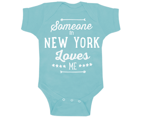 Someone in New York Loves Me Onesie in Aqua