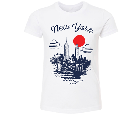 New York Sketch Kids Tee in White