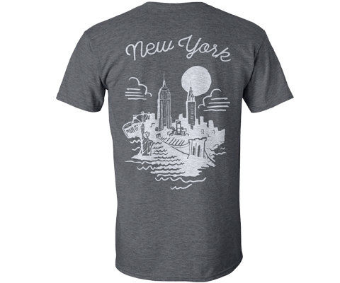 New York Sketch Tee Shirt in Heather Grey