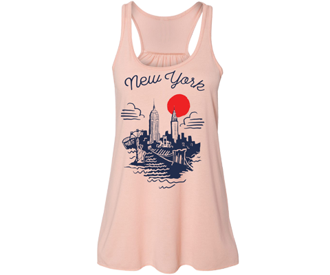 New York Sketch Peach Flowy Tank
