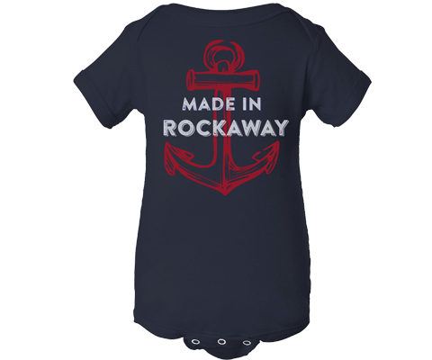 Made in Rockaway Navy Blue Baby Onesie