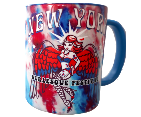 Burlesque mug, fabulous modern burlesque design on a handmade mug, handmade gifts for everyone made in Brooklyn NY